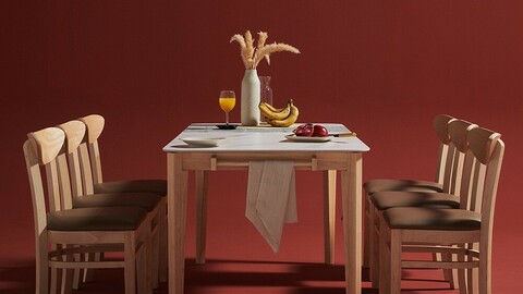 Noble Natural Porcelain Tong Ceramic 12T Dining Table Set for 6