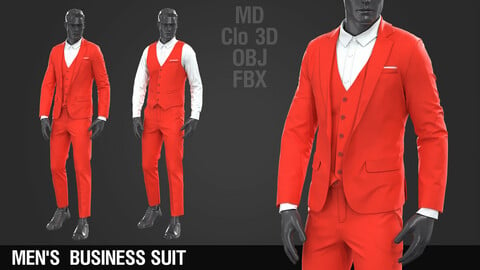 Men's Business Suit / Marvelous Designer / Clo 3D project + obj + fbx
