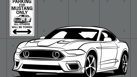 DIGITAL FILE VECTOR / Sign Parking MUSTANG Only