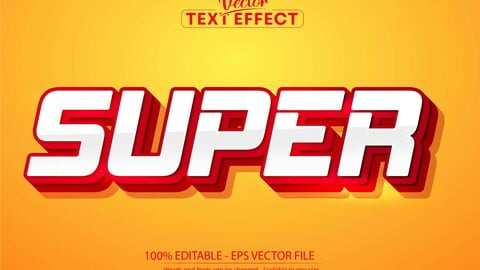 Super text, red color style editable text effect