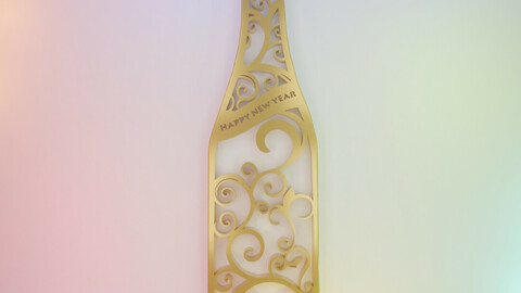 3D ORNAMENT - HAPPY NEW YEAR WINE BOTTLE