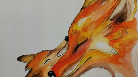 Vosjes watercolor painting digital version