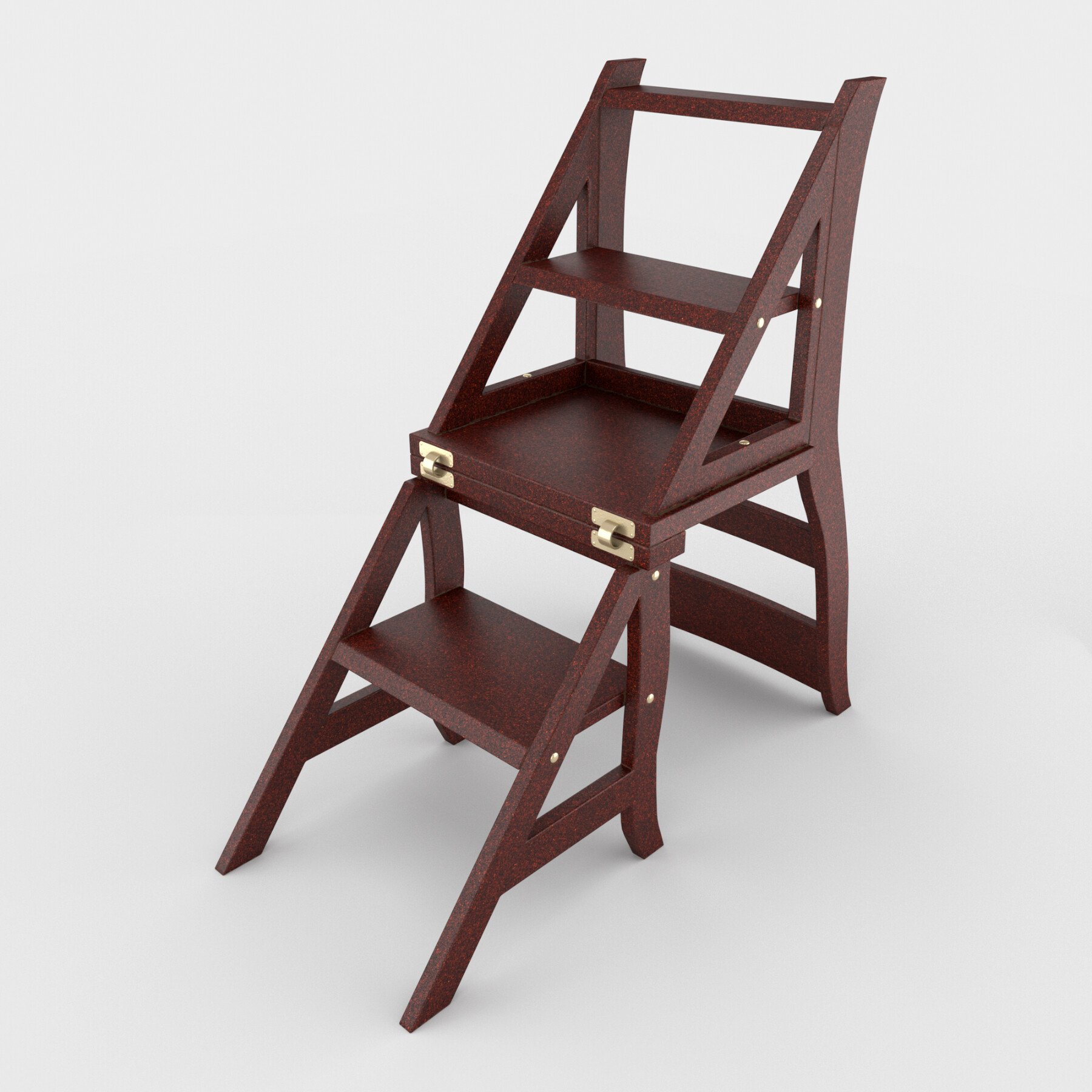 wooden library step stool chair