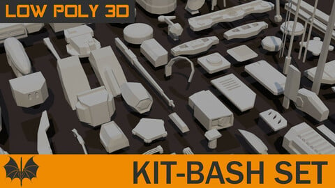 130 Meshes Low Poly Kit-Bash Set