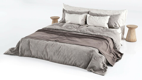Cozy Bed with Linen Bedding