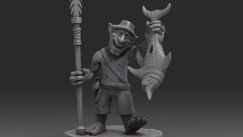 Goblin Fisherman miniature 52 mm