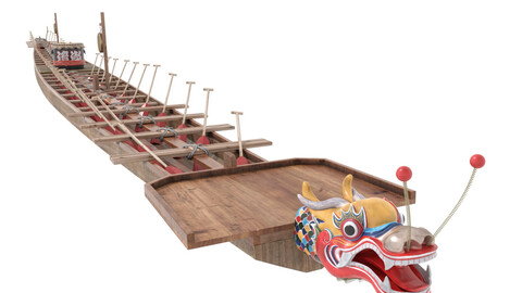 Chinese traditional wooden dragon boat