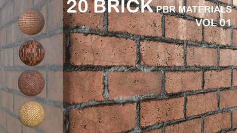 20 Brick PBR material . vol 01