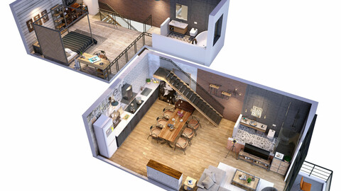 Loft apartment floorplan v2