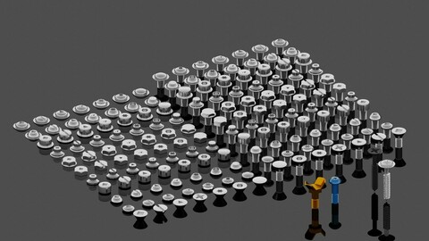 Bolts, self-tapping screws, screws