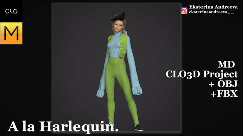 Outfit CLO/Marvelous Designer A la Harlequin.