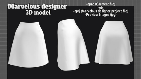 A line Skirt - Marvelous Designer 3D model