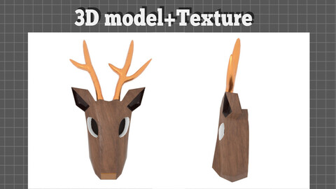 Deer head Casual style - 3D model+Texture