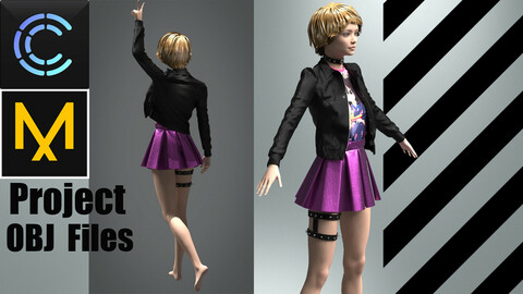 Gothic girl outfit (MD/Clo3D Project+OBJ Files)