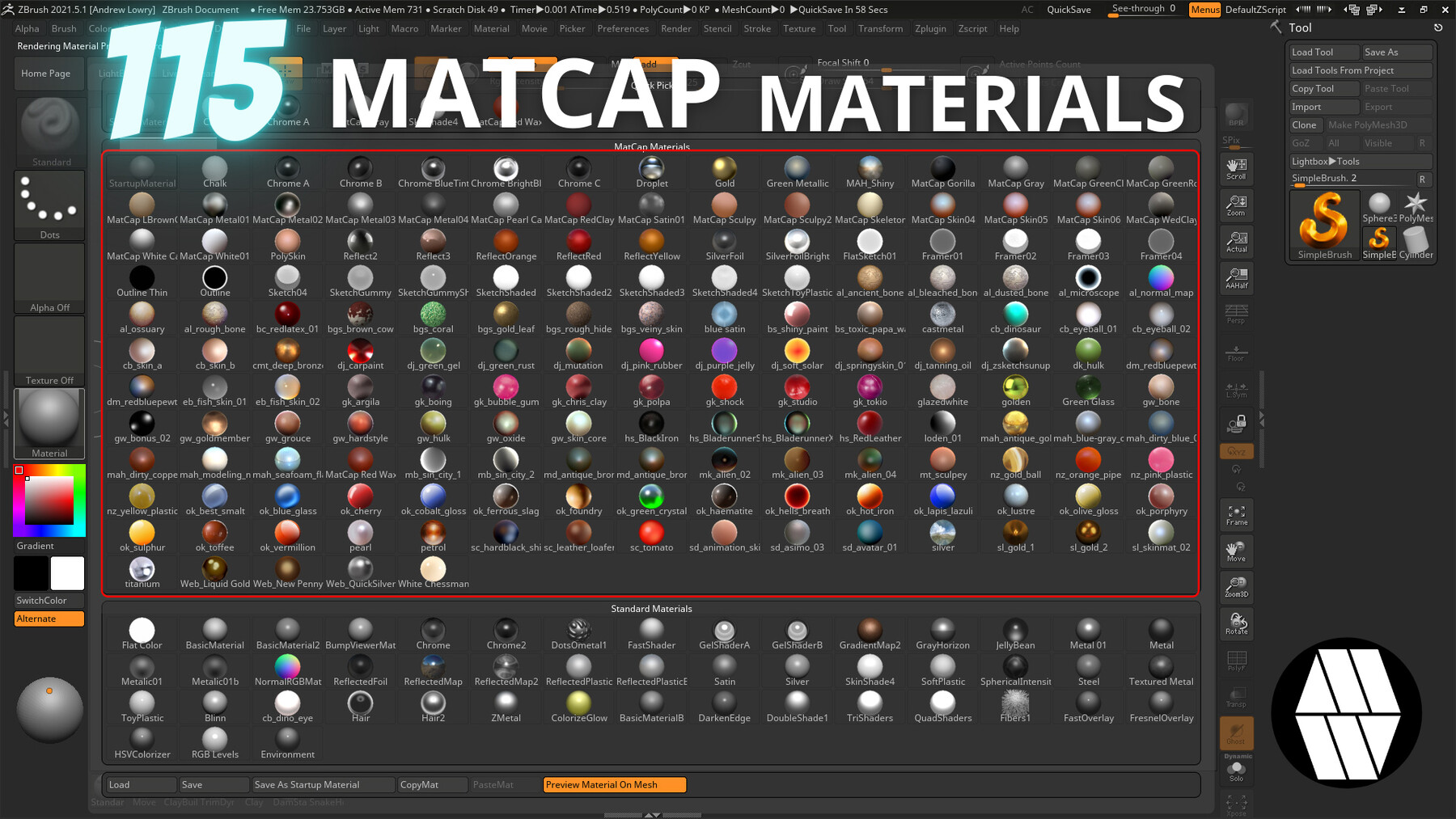 zbrush default material