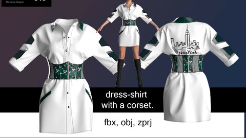 designer shirt dress with corset