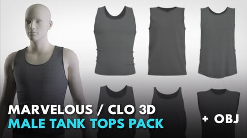 Male tank tops pack. MD / CLO 3D / Genesis 8 (zprj + obj)