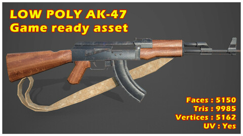 Low poly game asset | AK-47 Type 1 | PBR