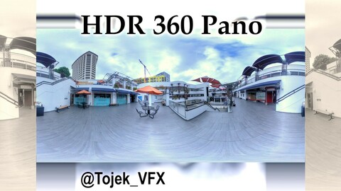 HDR 360 Panorama Little Tokyo - Weller Court 108 - exterior 2nd floor restaurants