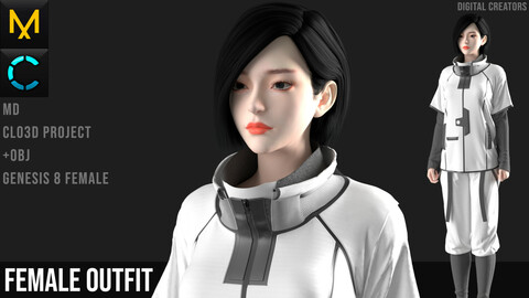 Female Outfit. Marvelous Designer / Clo 3D project +obj