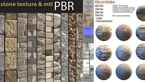 10 stone PBR texture & mtl