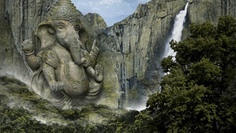 Giant Lord Ganesh Statue in Forest.