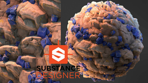 Stylized Crystal Rock Lazurite - Substance Designer