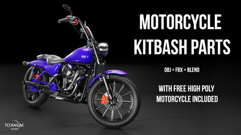 Hard surface Motorcycle KitBash parts