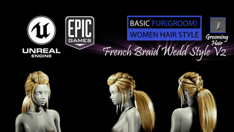 French Braid Ponytail Wedd Style V2 (Groom) For UE4