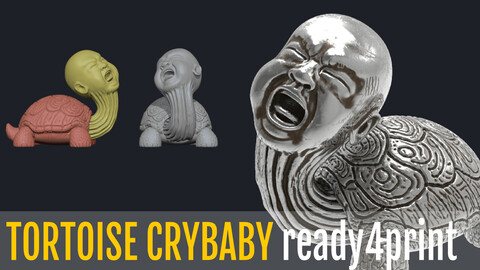 tortoise baby scream cry garden ornament 3D print model