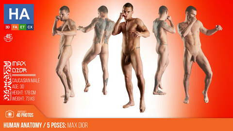 Human Anatomy | Max Dior 5 Fighting Poses | 40 Photos