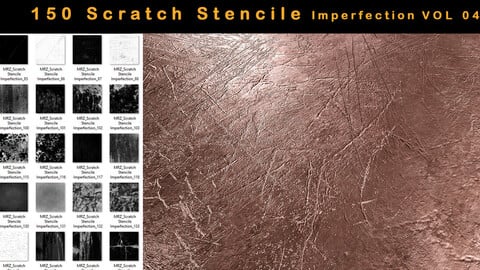 150 Scratch Stencile Imperfection (4k PNG , 4k JPG) Textures  - VOL4