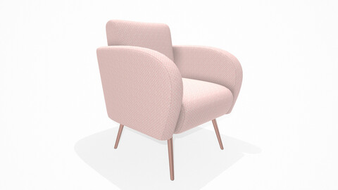 Decorative armchair with pink toothpick feet and pink cotton Low-poly 3D model
