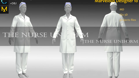 Nurse Uniform_Hosipital Attire_Medical Garment_MD file_Practice for Zbrush (Clo3D Project + obj files)