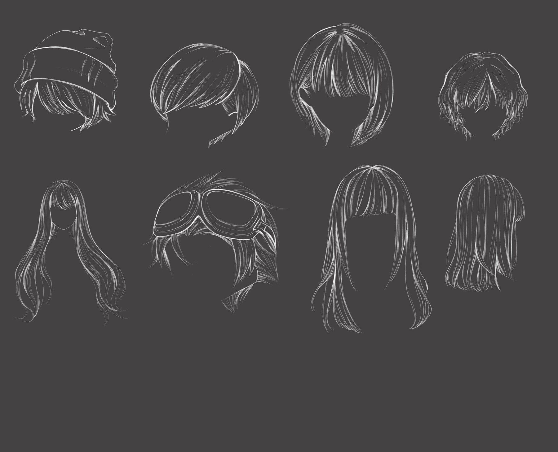 Anime Hair Stamp Brush for Procreate 31 Chibi Hair Reference -  Sweden