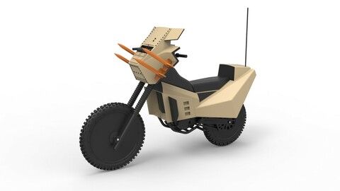 Diecast 3D printable model Military bike from the movie Megaforce 1982 Scale 1:12