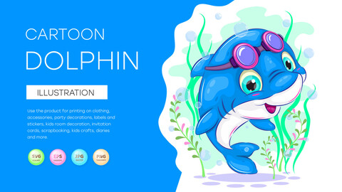 Cute cartoon dolphin