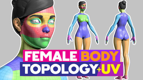 Full Female Body topology and UV map