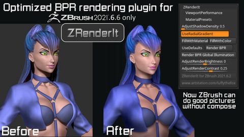 Optimized BPR rendering plugin for ZBrush 2021.6.6 only - ZRenderIt