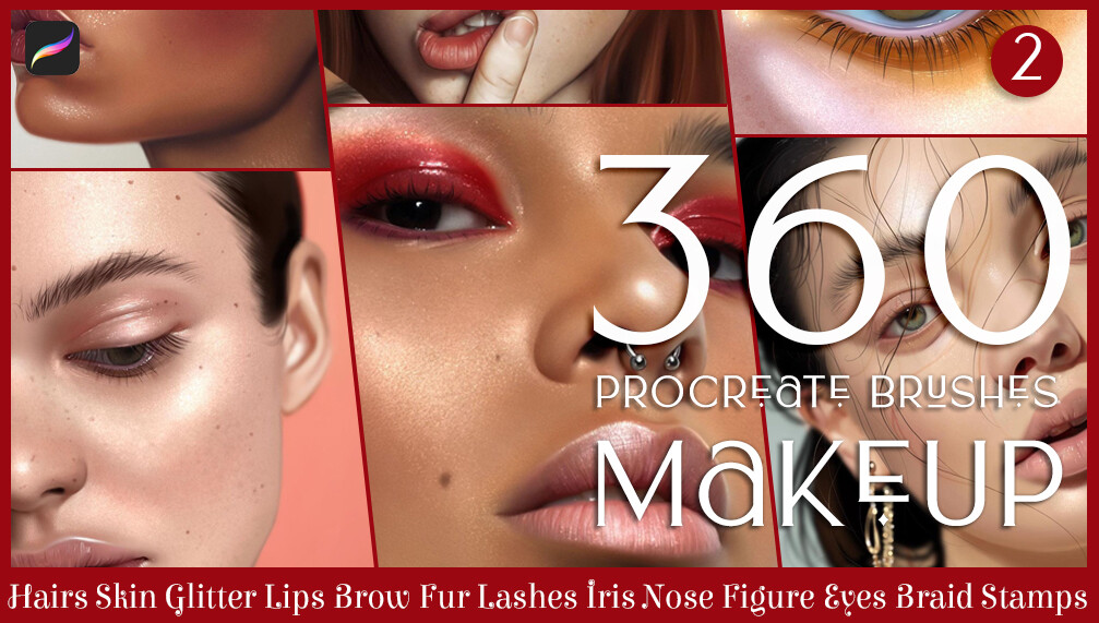 ArtStation Procreate Brushes 360+ Makeup Brushes for procreate, face
