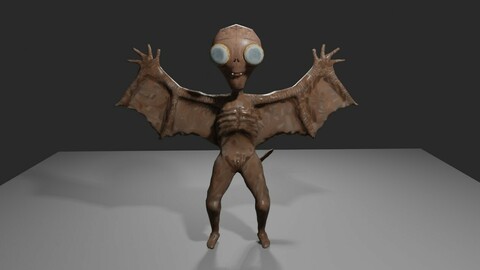 Blind Bat Monster Low-poly 3D model