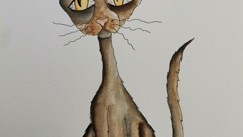 "Robber cat " watercolor painting digital version