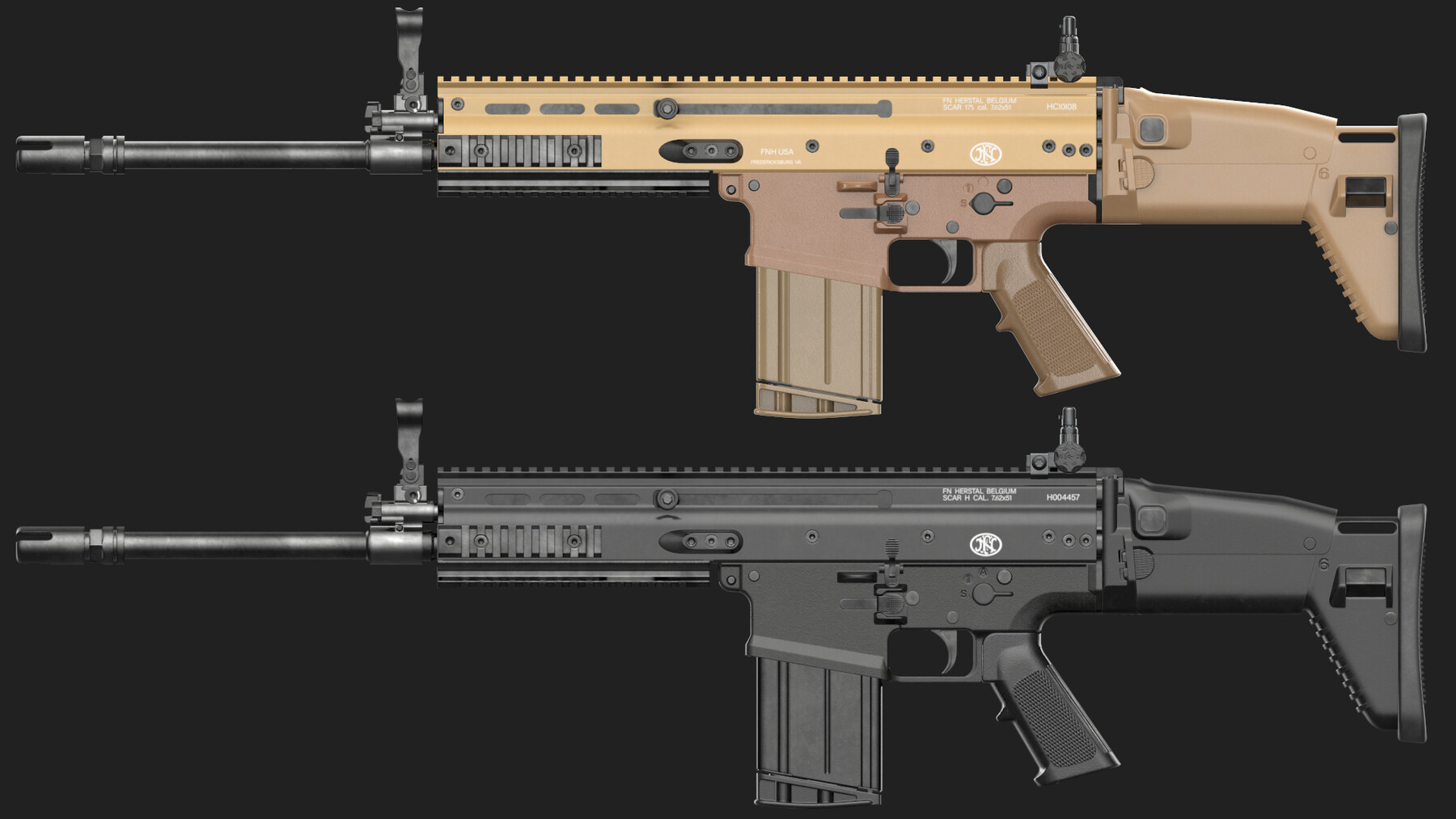 Artstation Fn Scar H 17s Fde Worn Black Noir Game Ready