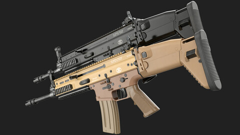 FN SCAR-L (16S) FDE / Worn / Black Noir (Game Ready)