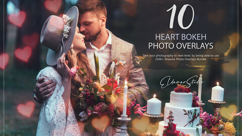 10 Heart Bokeh Photo Overlays