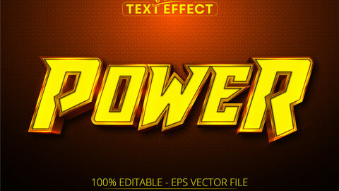 Editable text effect – power text, cartoon text style