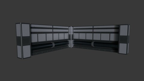 Modular Sci Fi Wall and Pillar Low-poly 3D model