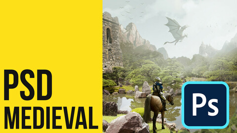 Medieval Dragon Knight composition ( PSD file for Photoshop )