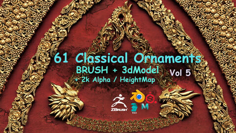 Fred's 61 Ornament IMM Brush+ 3D Modelss Vol 5.