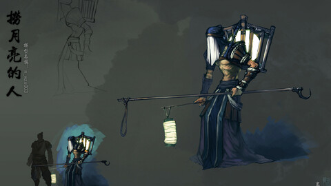 Low poly 3D characters - Fishing Moon People